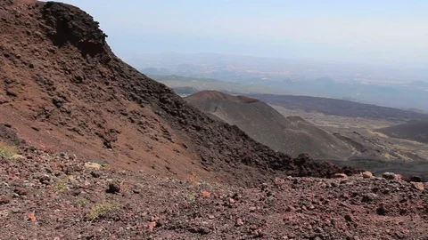 View From The Crater Of The Volcano Etna Stock Footage 86158900