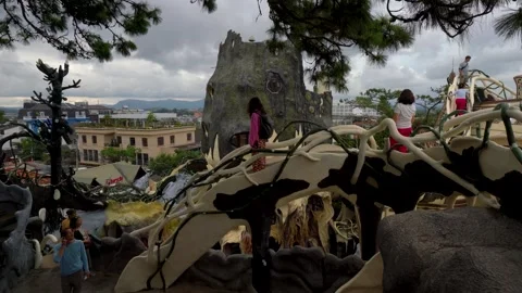 View of the Crazy House hotel in Da Lat, Vietnam Stock Footage 337883031