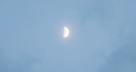 View of Crescent moon blue sky Stock Footage 145240364