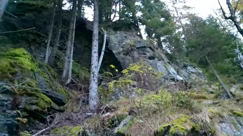 View of a crevice with large stones Stock Footage 254151111