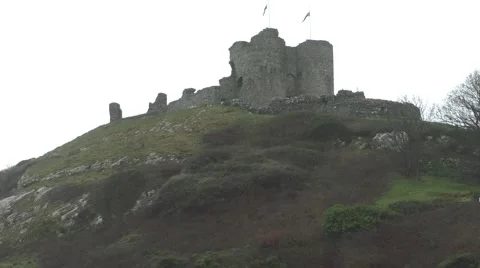 View of Criccieth castle, Wales Stock Footage 49639641