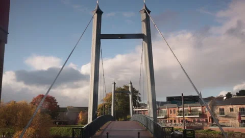 View of Cricklepit Suspension Bridge on Exeter Quay Stock Footage 142324650