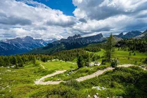 A view to croda da lago from cinque torri Stock Photos