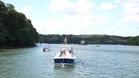 View crossing wide Cornish river Seq A Pt1 of 6 Video stock 240701779