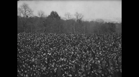 View of crowd attending the funeral Stock Footage 43325689