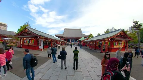 The view of the crowd inside the Senso-ji temple in Tokyo Japan Stock Footage 129279765