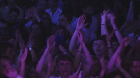View at crowd of people clapping, dance ... | Stock Video | Pond5