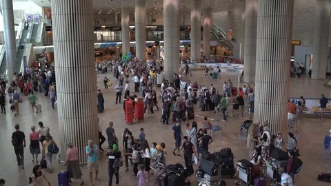 View of a crowded airport Stock Footage 93800911