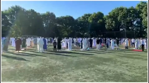 View of crowded Muslim people Stock Footage 145683073