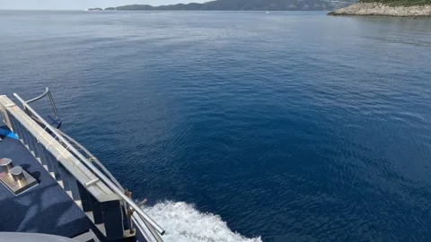View from Cruise Ship Deck Sailing Across the Ionian Sea in Greece Stock-Footage 337006811