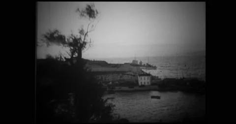View of cruiser in sea Stock Footage 43403770