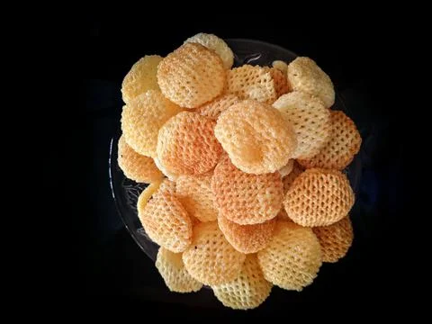 View of crunchy tapioca chips which is a famous indian savory. Crispy tapioca Foto stock