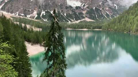 View Of The Crystal Clear Lake Lago Di Braies In Dolomites 스톡 동영상 146366308