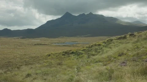 View of Cuillins  viewed from Sligachan Old Bridge (Isle of Skye) Stock Footage 345066534