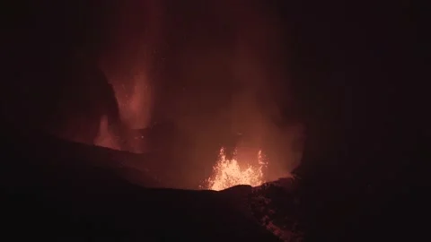 View Of Cumbre Vieja Volcano Exploding Eruption In October 2021 In La Stock Footage 163593906