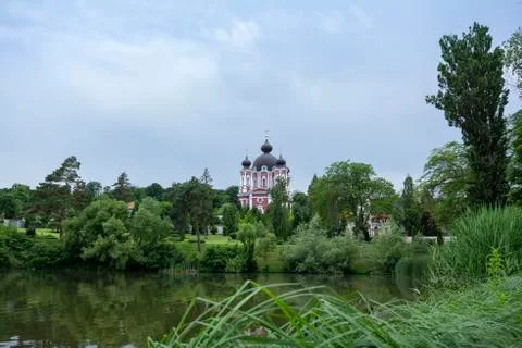 View of Curchi Monastery complex in summer, Republic of Moldova Stock Photos