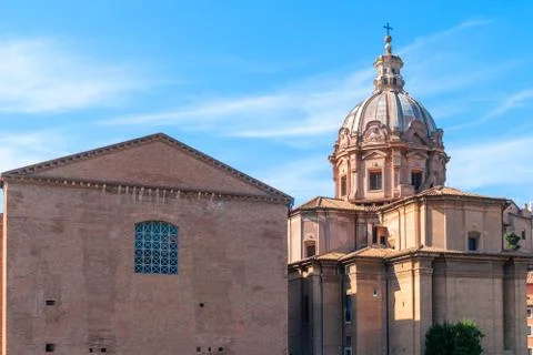 View of Curia Lulia. Also called Senate House, in the ancient city of Rome. Stock Photos