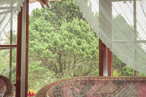 A View of Curtain from Window Stock Photos