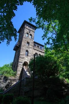 View to the czorneboh tower Stock Photos