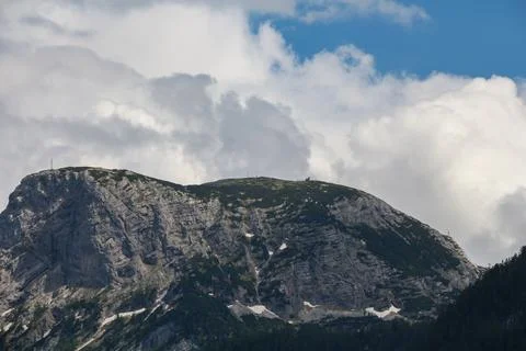 View on the Dachstein Mountains with clouds Foto stock