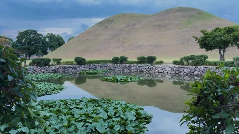 View of Daereungwon Tomb Complex in Gyeongju, South Korea. 스톡 동영상 343683424