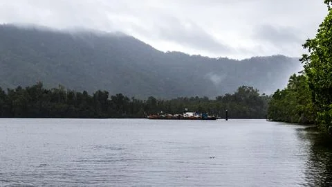 View of the Daintree River ferry crossing, Australia Stock Photos