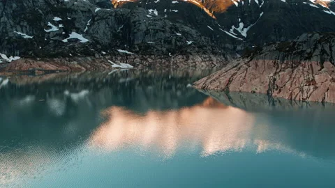 View of dam on lake Emosson Stock Footage 160775682