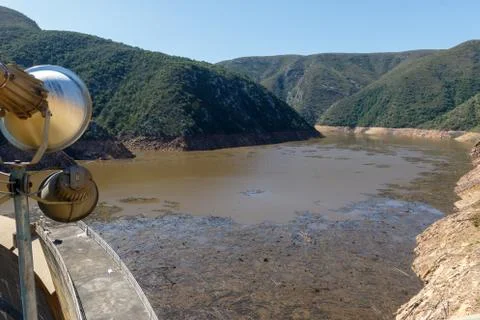 The view of the dam with a light Stock Photos
