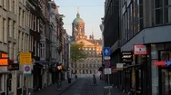 View From Dam Street On Royal Palace And The Dam Square Stock Footage