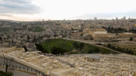 View to Damascus Gate and old Jerusalem City 스톡 동영상 70681486