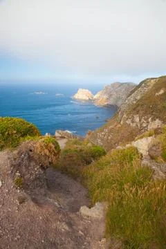 View of danger cliffs in Cabo Penas, Spain Photos