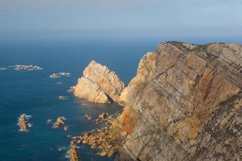 View of danger cliffs in Cabo Penas, Spain 스톡 사진
