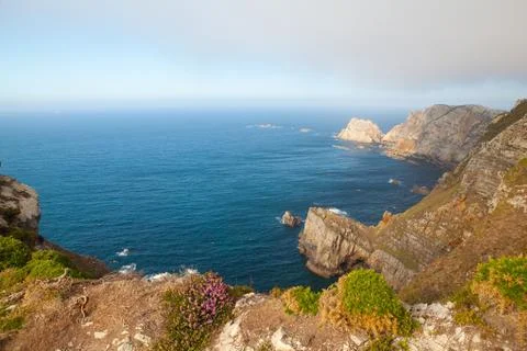 View of danger cliffs in Cabo Penas, Spain 库存照片