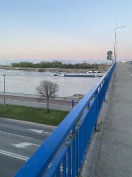View on Danube River from Varadin Bridge in Novi Sad Stock Photos