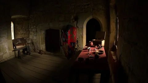 View of a dark medieval room Stock Footage 62528570