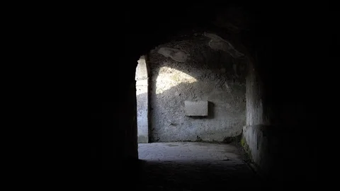 View of the dark passage inside the Colosseum Stock Footage 112620186