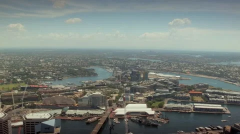 A view of Darling Harbour from the Sydney Tower Eye Stock Footage 59141439