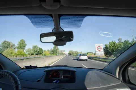 View of the dashboard of the car 스톡 사진
