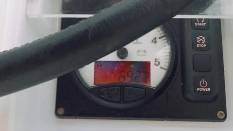 View of dashboard to control yacht engine Stock Footage 93251322