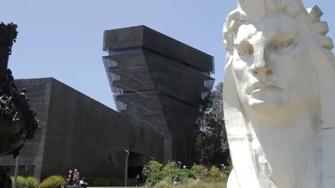 View of De Young Museum in Golden Gate Park, San Francisco, California, United Stock Footage
