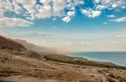 View of Dead Sea coastline. Israel Stock Photos