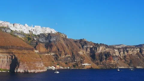 View from the deck of a cruise ship of the coast of the Greek island of Santo Stock-Footage 152967283