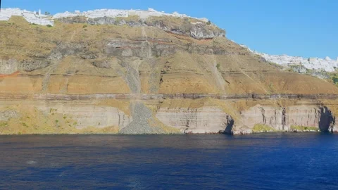View from the deck of a cruise ship of the coast of the Greek island of Santo Stock-Footage 152967321
