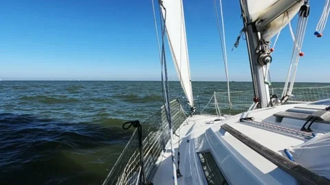 View on deck of sailboat (+ audio)2  Stock Footage 211627889