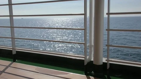 View deck ship horizon movement Stock Footage 77344180