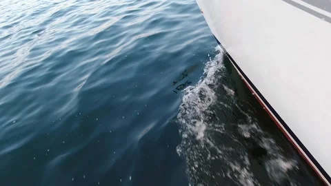 View from the deck of the yacht at the bow, closeup. Side view Stock Footage 133520483