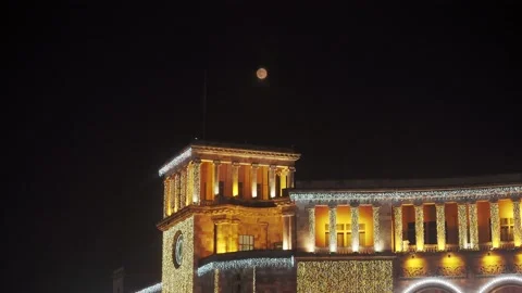 A view of decorated Republic Square in Yerevan Armenia at Christmas 2022 Stock Footage 224645101