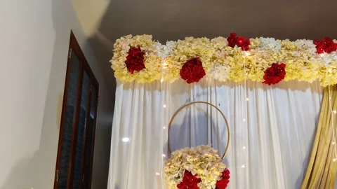 View of decorated stage for an Indian wedding function Stock Footage 147198098