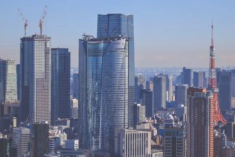 View of Dense Urban Cityscape With Multiple Buildings, Tokyo Dec 10 2024 Stock Photos