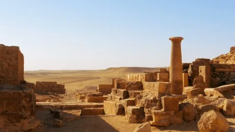 View of the desert from the Giza complex in Cairo, Egypt Stock Footage 96214984